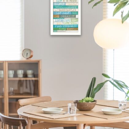 Live In The Present 5 White Framed Print Wall Art