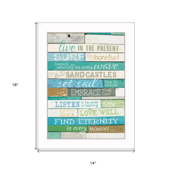 Live In The Present 5 White Framed Print Wall Art