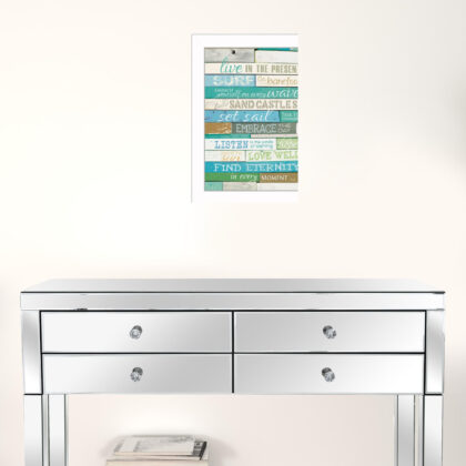 Live In The Present 5 White Framed Print Wall Art