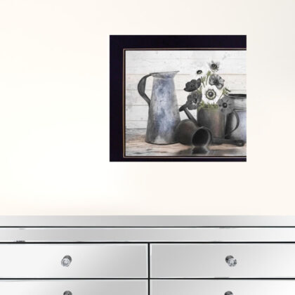 Set Of Two Floral With Tin Ware 2 Black Framed Print Wall Art