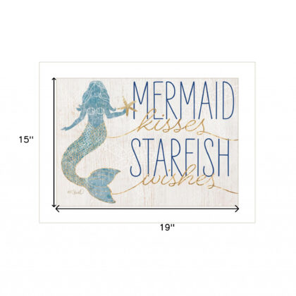 Mermaid Kisses Starfish Wishes 1 White Framed Print Wall Art