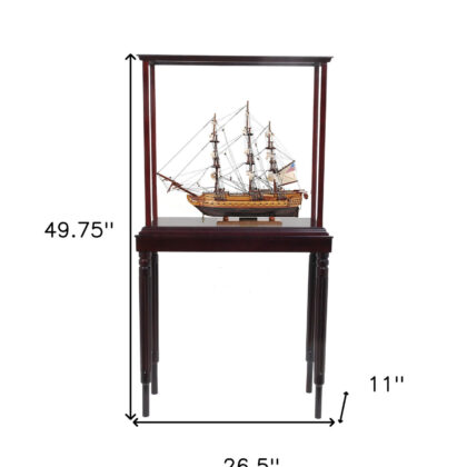 50" Wood Brown 1797 USS Constitution Hand Painted Boat with Case