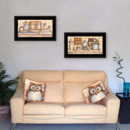Set Of Two My Happy Place 2 Black Framed Print Wall Art