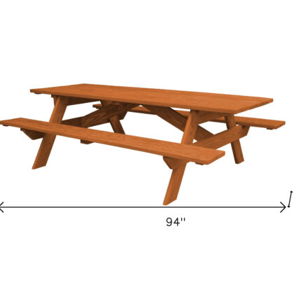 94" Cedar Chest Solid Wood Outdoor Picnic Table