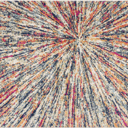 2' x 3' Ivory Blue and Orange Abstract Washable Non Skid Area Rug