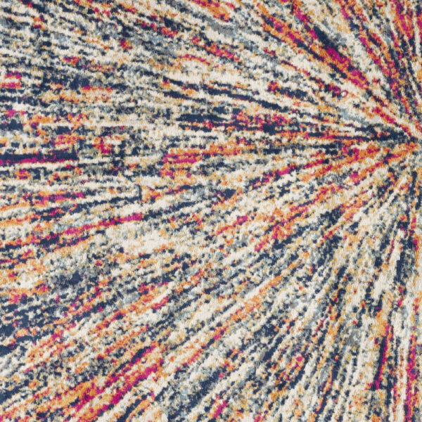 2' x 3' Ivory Blue and Orange Abstract Washable Non Skid Area Rug