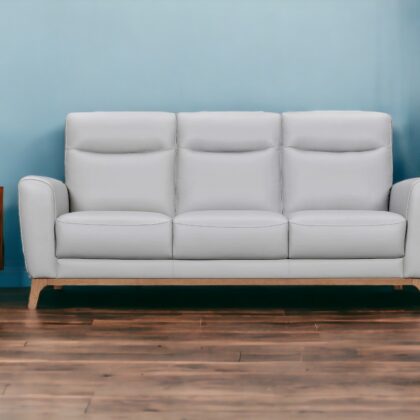 83" Gray And Brown Leather Sofa