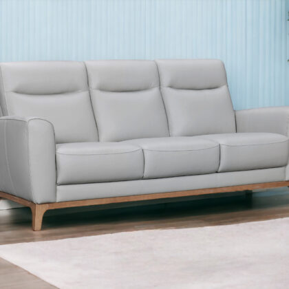 83" Gray And Brown Leather Sofa