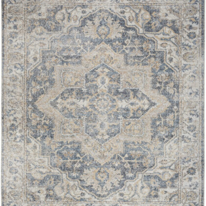 9' x 12' Gray Oriental Power Loom Area Rug