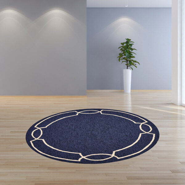 7' Round Blue Round Indoor Outdoor Area Rug
