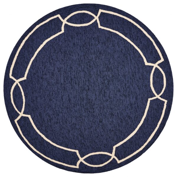 7' Round Blue Round Indoor Outdoor Area Rug