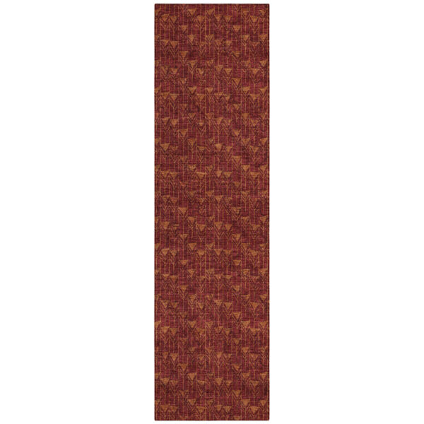 8' Runner Burgundy Geometric Washable Non Skid Indoor Outdoor Runner Rug
