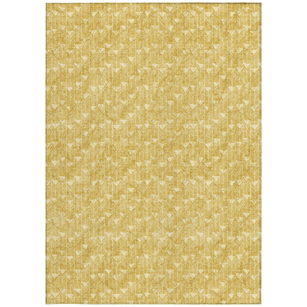 3' X 5' Gold Geometric Washable Non Skid Indoor Outdoor Area Rug