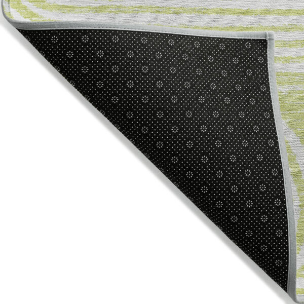 8' Round Green and White Round Abstract Washable Non Skid Indoor Outdoor Area Rug