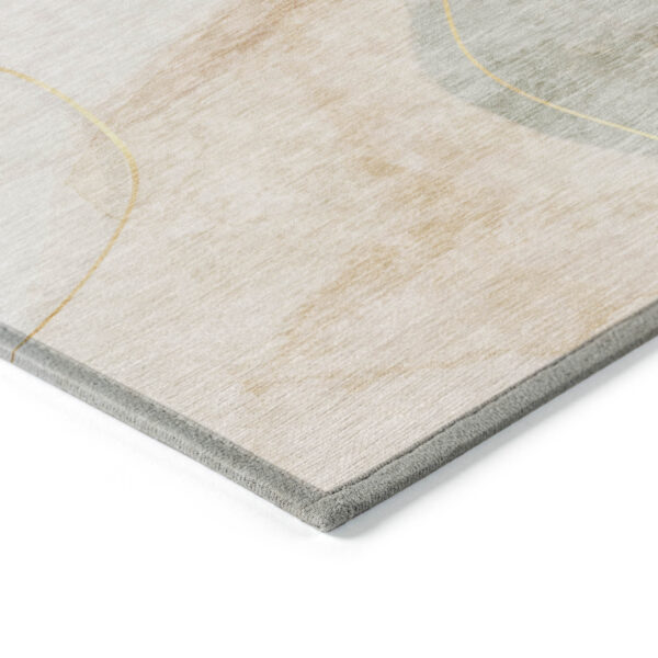 8' Round Beige and Green Round Abstract Washable Non Skid Indoor Outdoor Area Rug
