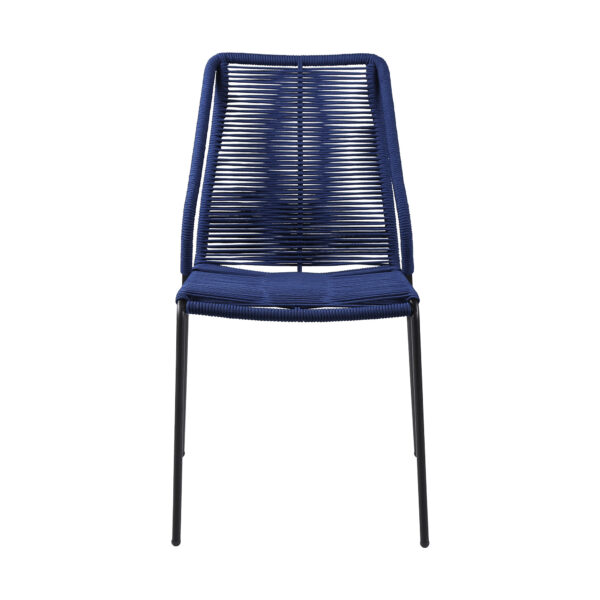 Set of Two 22" Blue Metal Outdoor Dining Chair