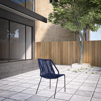 Set of Two 22" Blue Metal Outdoor Dining Chair