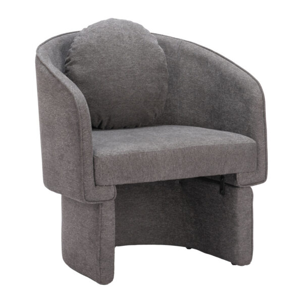 28" Gray Upholstered Club Chair And Toss Pillow