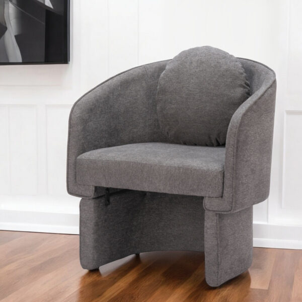 28" Gray Upholstered Club Chair And Toss Pillow