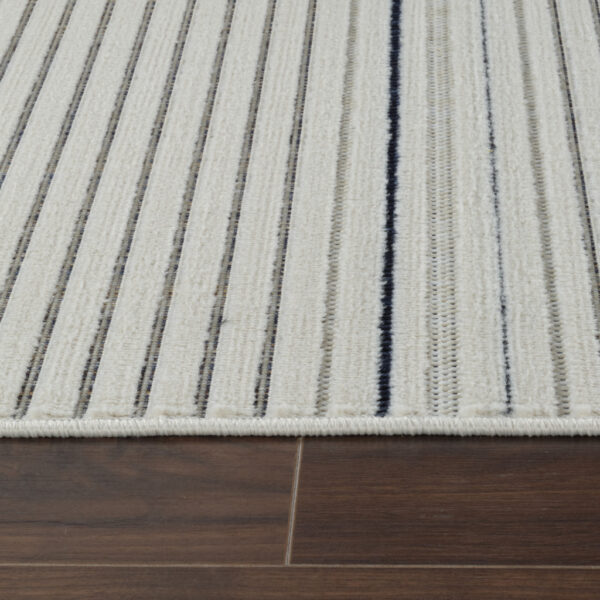4' X 6' Blue and Cream Striped Distressed Indoor Outdoor Area Rug