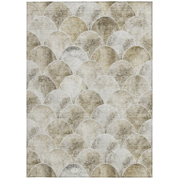 10' X 14' Beige Ivory And Tan Abstract Washable Indoor Outdoor Area Rug