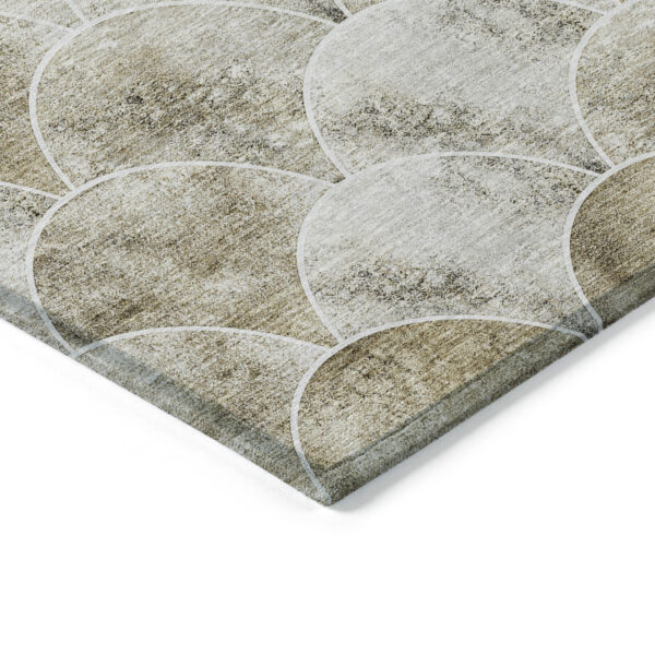 10' X 14' Beige Ivory And Tan Abstract Washable Indoor Outdoor Area Rug