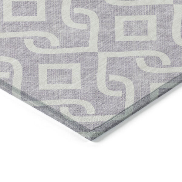 10' X 14' Lavender And Ivory Geometric Washable Indoor Outdoor Area Rug