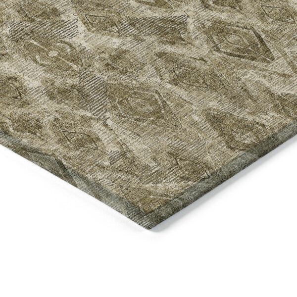 9' X 12' Brown Beige And Tan Geometric Washable Indoor Outdoor Area Rug