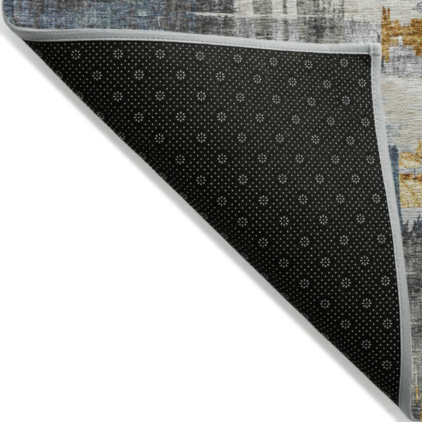 8' X 10' Charcoal Gray And Tan Abstract Washable Indoor Outdoor Area Rug
