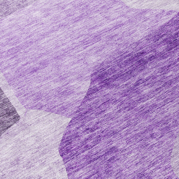 8' Eggplant Purple And Lilac Round Abstract Washable Indoor Outdoor Area Rug