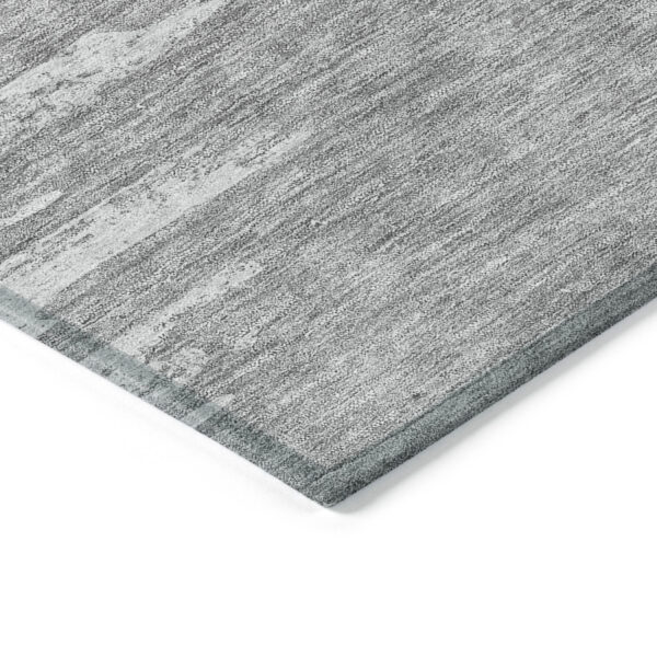 5' X 8' Silver Gray And Ivory Abstract Washable Indoor Outdoor Area Rug