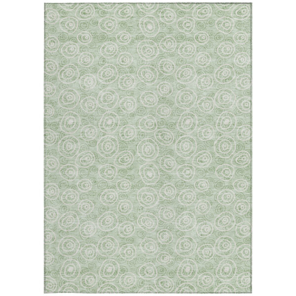 10' X 14' Mint Green Artichoke Green And Ivory Geometric Washable Indoor Outdoor Area Rug