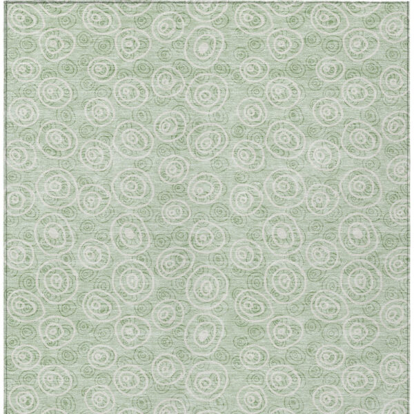 10' X 14' Mint Green Artichoke Green And Ivory Geometric Washable Indoor Outdoor Area Rug