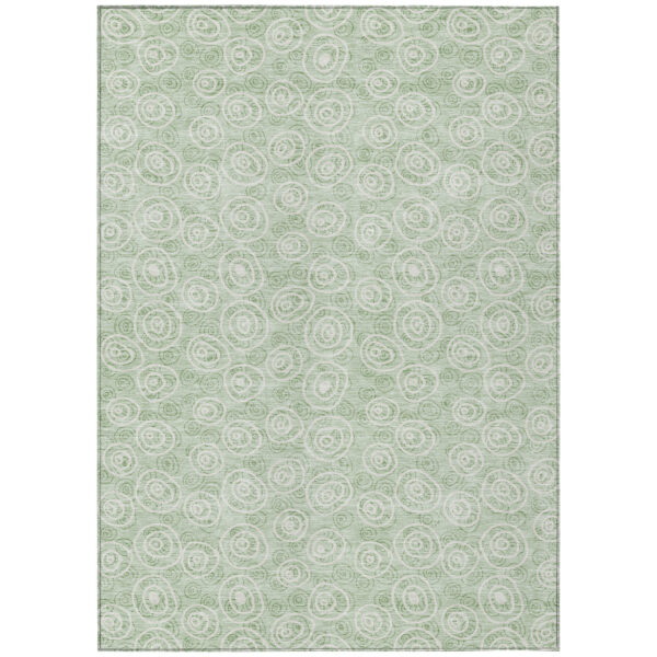 10' X 14' Mint Green Artichoke Green And Ivory Geometric Washable Indoor Outdoor Area Rug
