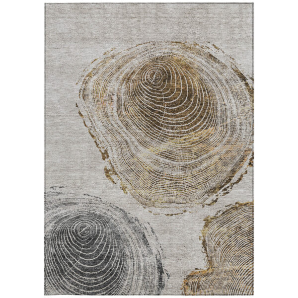 9' X 12' Taupe Gray And Brown Abstract Washable Indoor Outdoor Area Rug