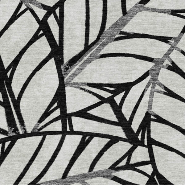 5' X 8' Black Gray And Beige Floral Washable Indoor Outdoor Area Rug