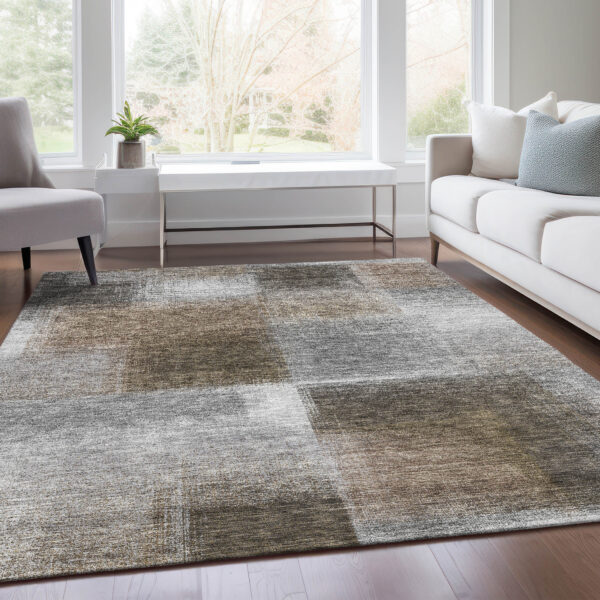 10' X 14' Silver Gray And Beige Abstract Washable Indoor Outdoor Area Rug