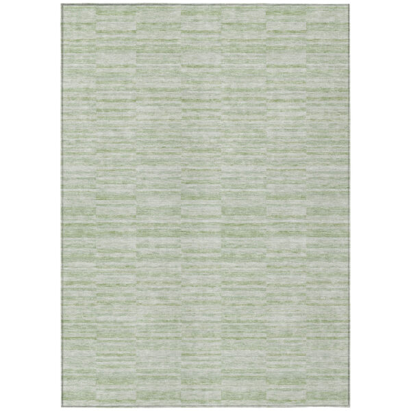 3' X 5' Sage And Green Striped Washable Indoor Outdoor Area Rug
