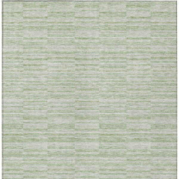 3' X 5' Sage And Green Striped Washable Indoor Outdoor Area Rug
