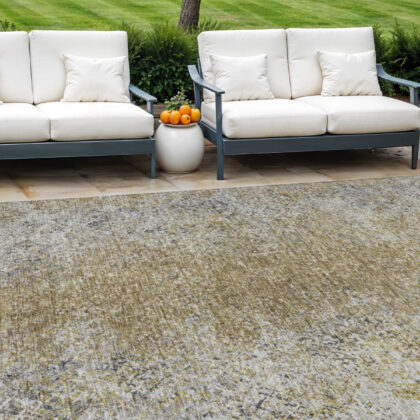10' X 14' Brown Beige And Charcoal Oriental Washable Indoor Outdoor Area Rug