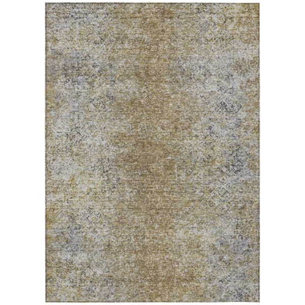 10' X 14' Brown Beige And Charcoal Oriental Washable Indoor Outdoor Area Rug