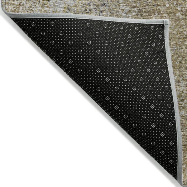 10' X 14' Brown Beige And Charcoal Oriental Washable Indoor Outdoor Area Rug