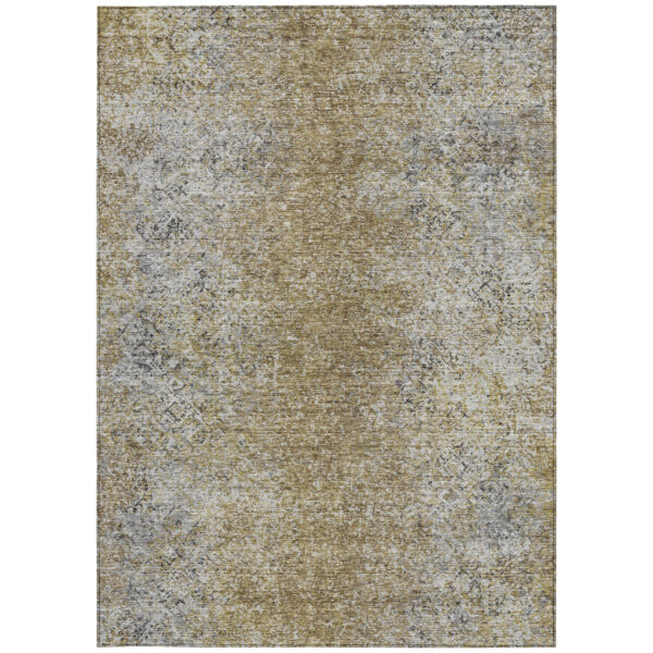 10' X 14' Brown Beige And Charcoal Oriental Washable Indoor Outdoor Area Rug