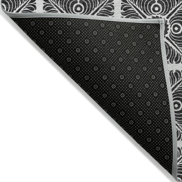 3' X 5' Ivory And Black Medallion Washable Indoor Outdoor Area Rug