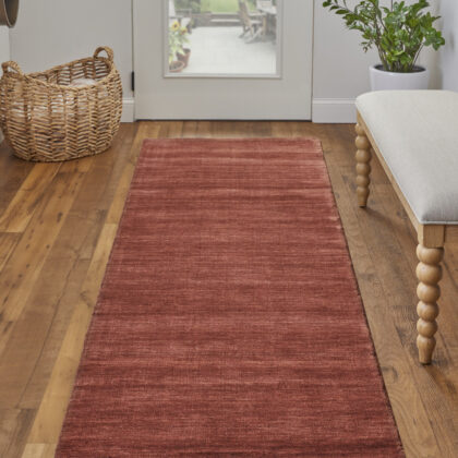 8' Orange And Red Wool Hand Woven Stain Resistant Runner Rug