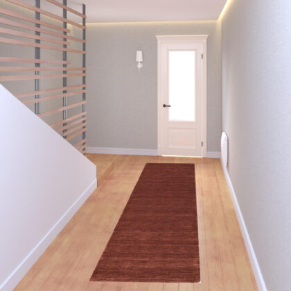 8' Orange And Red Wool Hand Woven Stain Resistant Runner Rug