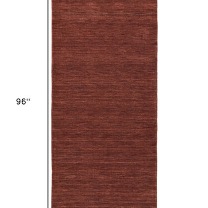 8' Orange And Red Wool Hand Woven Stain Resistant Runner Rug
