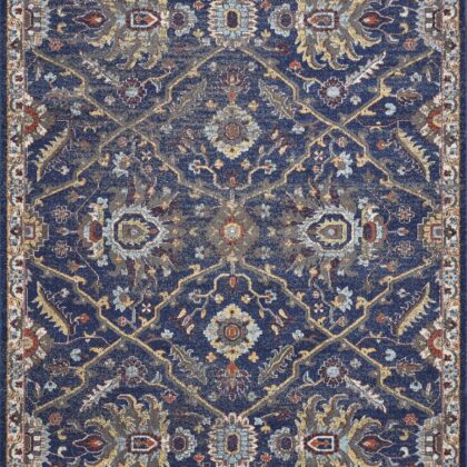 5'X8' Royal Blue Machine Woven Traditional Indoor Area Rug