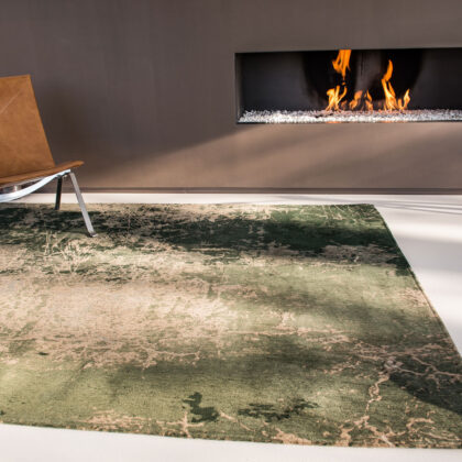 7' x 9' Beige and Green Abstract Non Skid Area Rug
