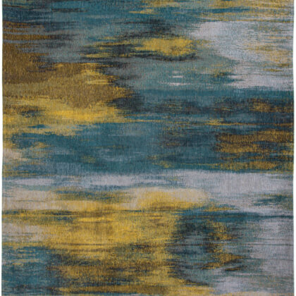 9' X 13' Blue and Yellow Abstract Non Skid Area Rug